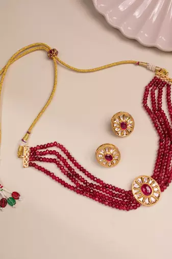 Red gold plated necklace set