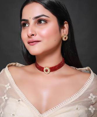Red gold plated necklace set 3