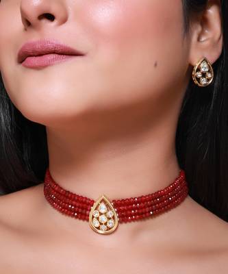 Red gold plated necklace set 1