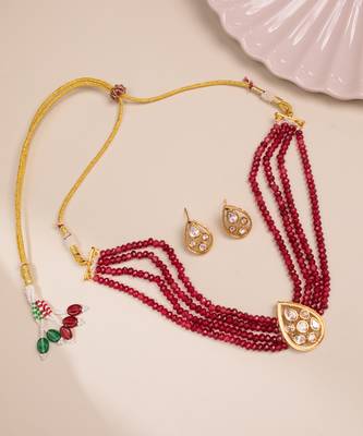 Red gold plated necklace set 2