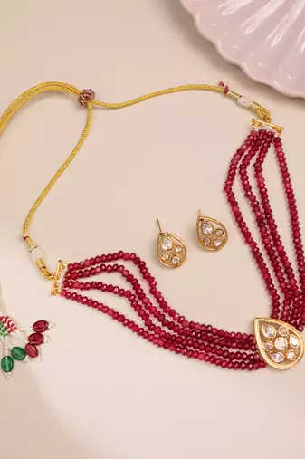 Red gold plated necklace set