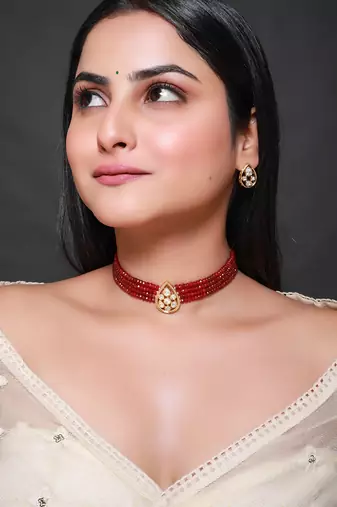 Red gold plated necklace set