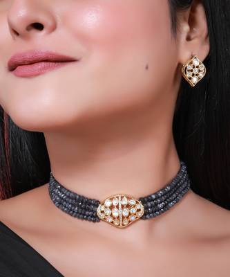 Green gold plated necklace set 1