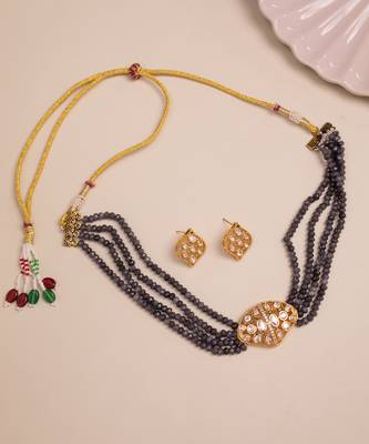 Green gold plated necklace set 2