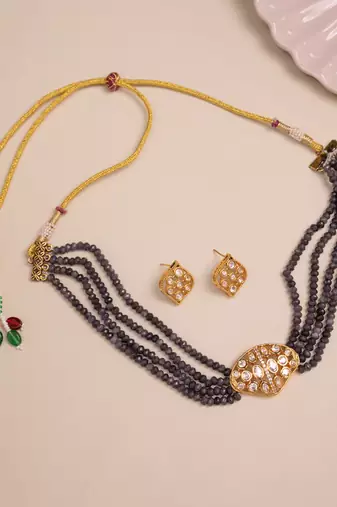Green gold plated necklace set