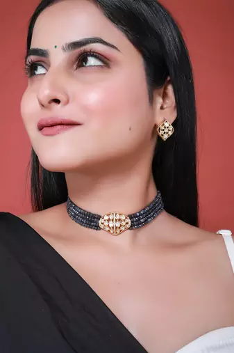 Green gold plated necklace set