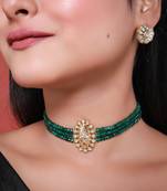 Green gold plated necklace set