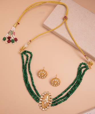 Green gold plated necklace set 2