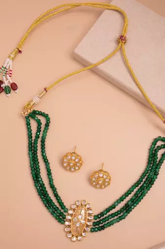 Green gold plated necklace set