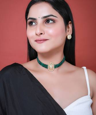 Green gold plated necklace set 3