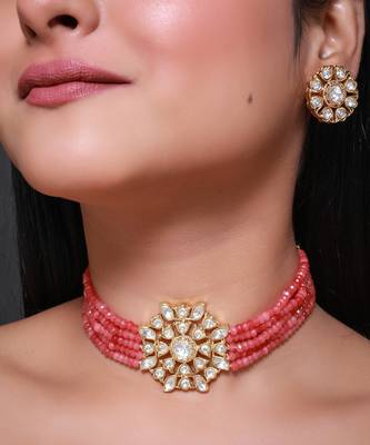Pink gold plated necklace set 1