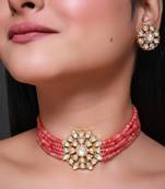Pink gold plated necklace set