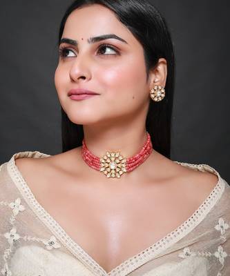 Pink gold plated necklace set 3