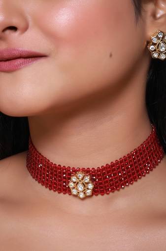 Red gold plated necklace set