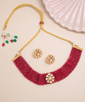 Red gold plated necklace set 2