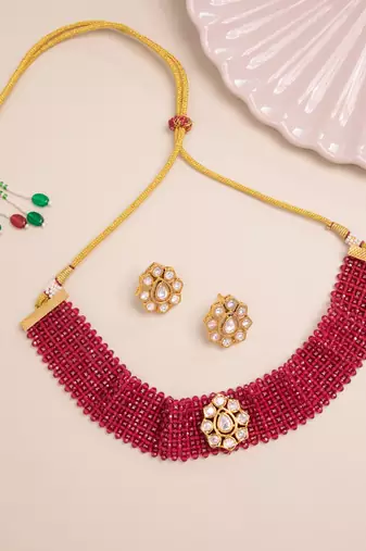 Red gold plated necklace set