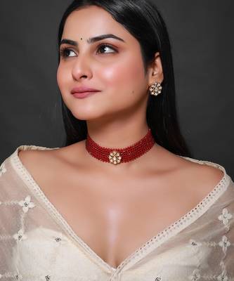 Red gold plated necklace set 3