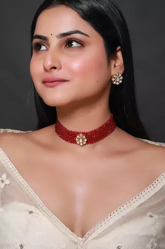 Red gold plated necklace set