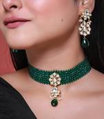 Green gold plated necklace set