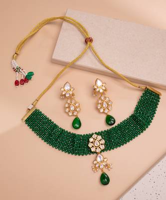 Green gold plated necklace set 2