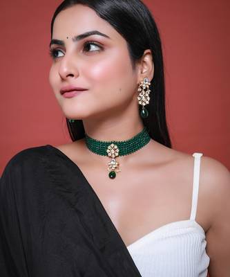 Green gold plated necklace set 3