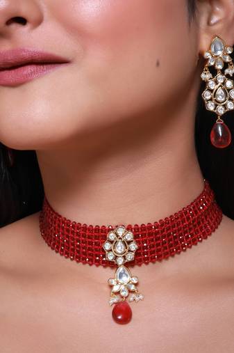 Red gold plated necklace set