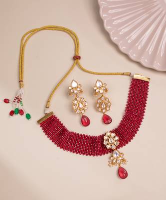 Red gold plated necklace set 2