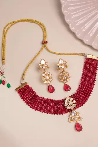 Red gold plated necklace set