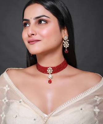 Red gold plated necklace set 3