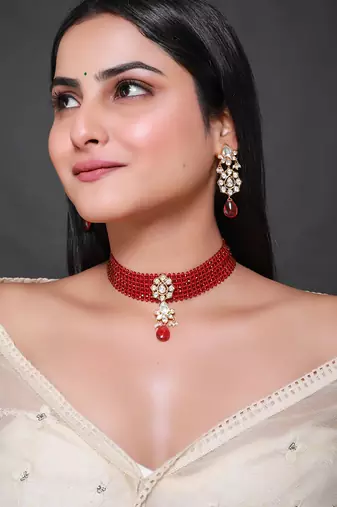 Red gold plated necklace set