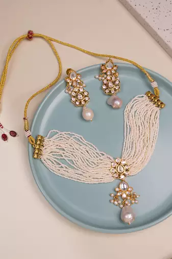 White gold plated necklace set