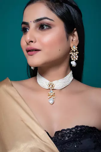 White gold plated necklace set