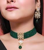 Green gold plated necklace set
