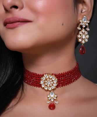Red gold plated necklace set 1