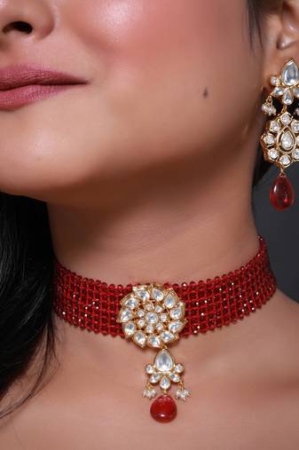 Red gold plated necklace set