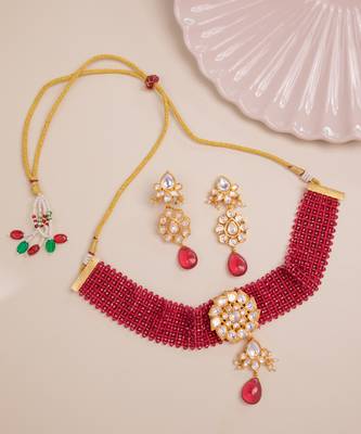 Red gold plated necklace set 2