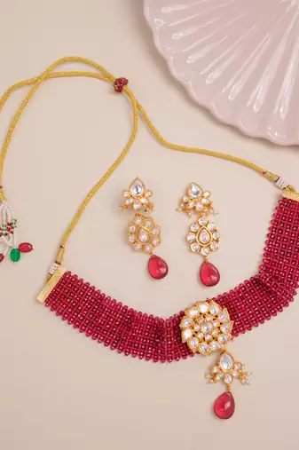 Red gold plated necklace set