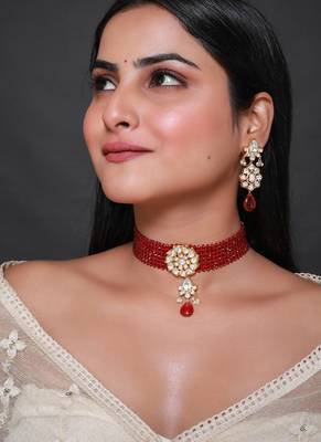 Red gold plated necklace set 3