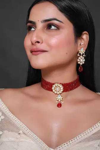 Red gold plated necklace set