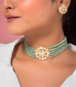 Green gold plated necklace set