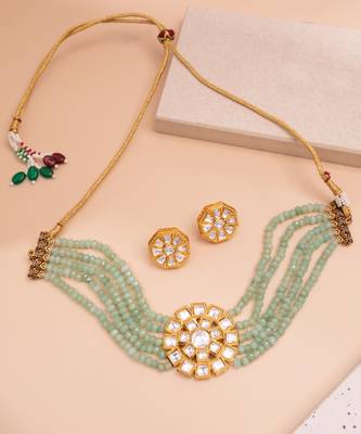 Green gold plated necklace set 2