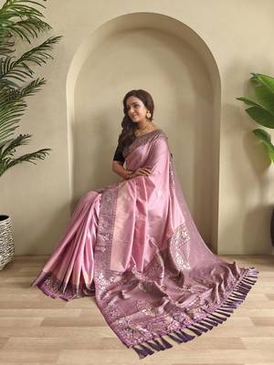 silk blendsarees with zari weaves contrast pallu & designer border 1
