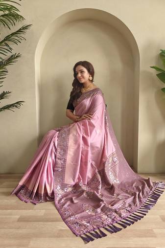 silk blendsarees with zari weaves contrast pallu & designer border