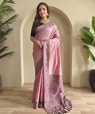 silk blendsarees with zari weaves contrast pallu & designer border 3