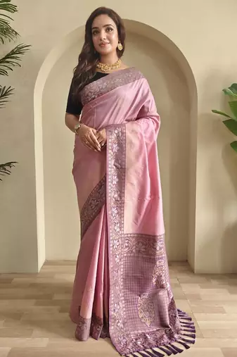 silk blendsarees with zari weaves contrast pallu & designer border