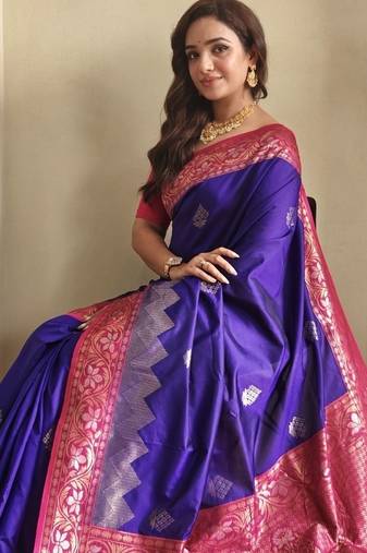 silk blendsarees with zari weaves contrast pallu & designer border