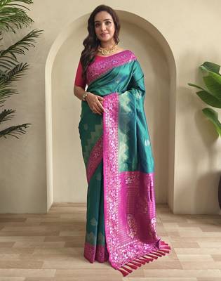 silk blendsarees with zari weaves contrast pallu & designer border 3