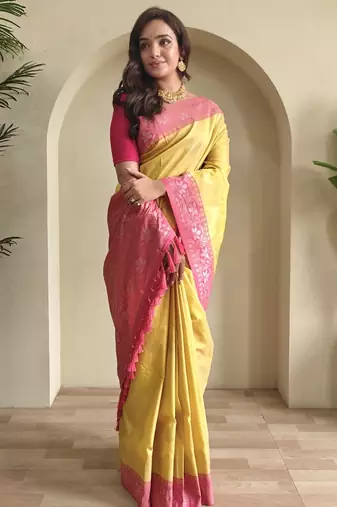 silk blendsarees with zari weaves contrast pallu & designer border