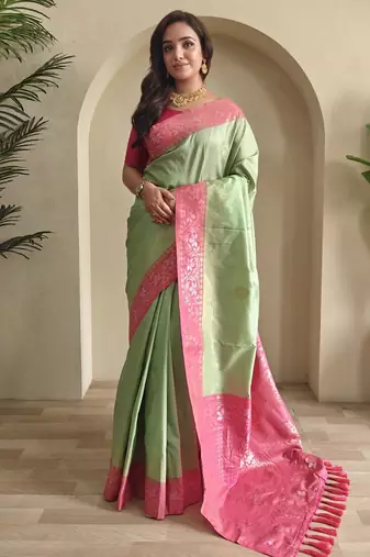 silk blendsarees with zari weaves contrast pallu & designer border