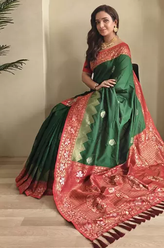 silk blendsarees with zari weaves contrast pallu & designer border